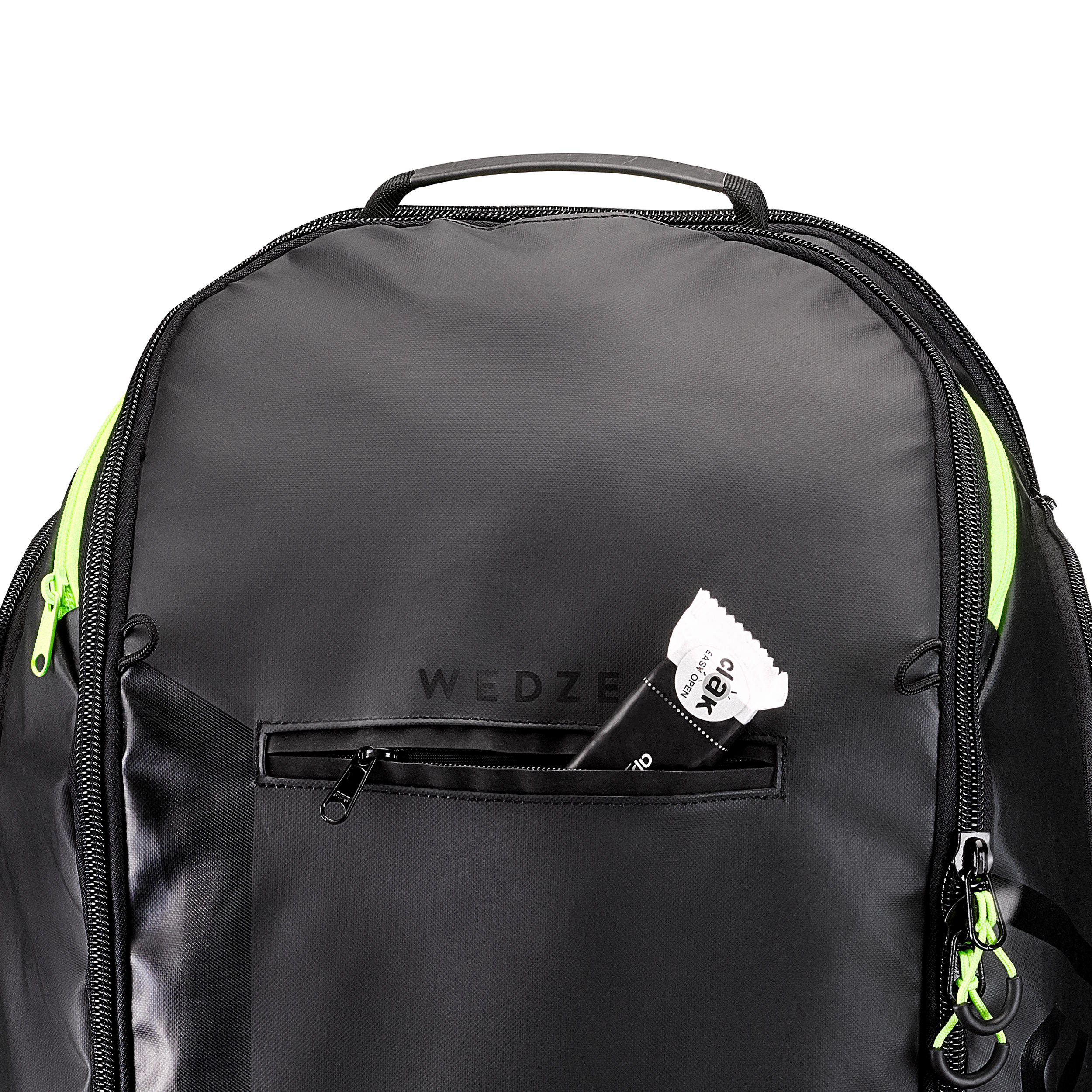 60 L Ski Backpack 980 Black smoked black, Fluo yellow Wedze