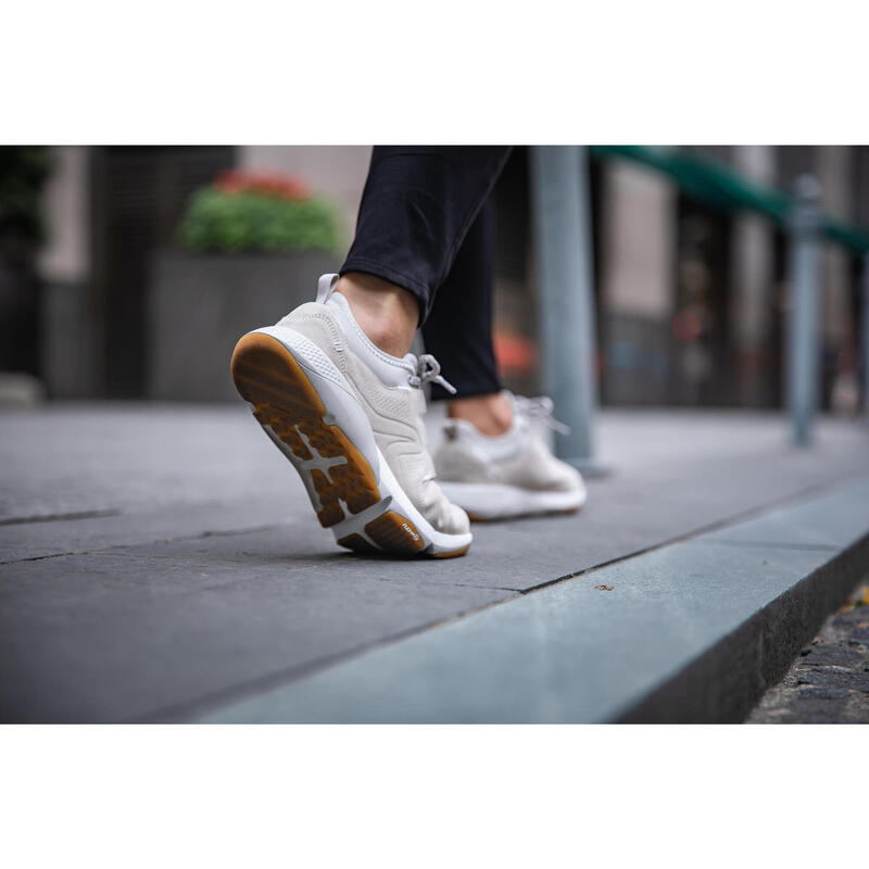 Chaussures cuir marche urbaine femme Actiwalk Confort Leather beige