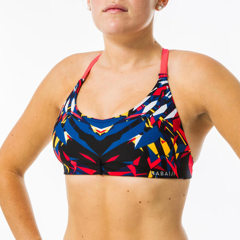 Haut de maillot de bain de natation femme Jana rouge, bleu et noir