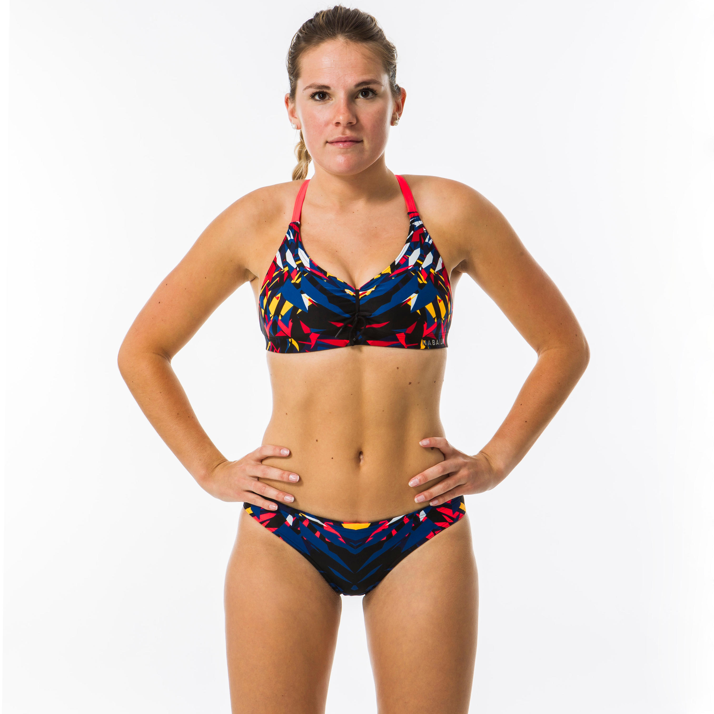 Bikinibroekje voor zwemmen Jana zwart/blauw/rood 6/8