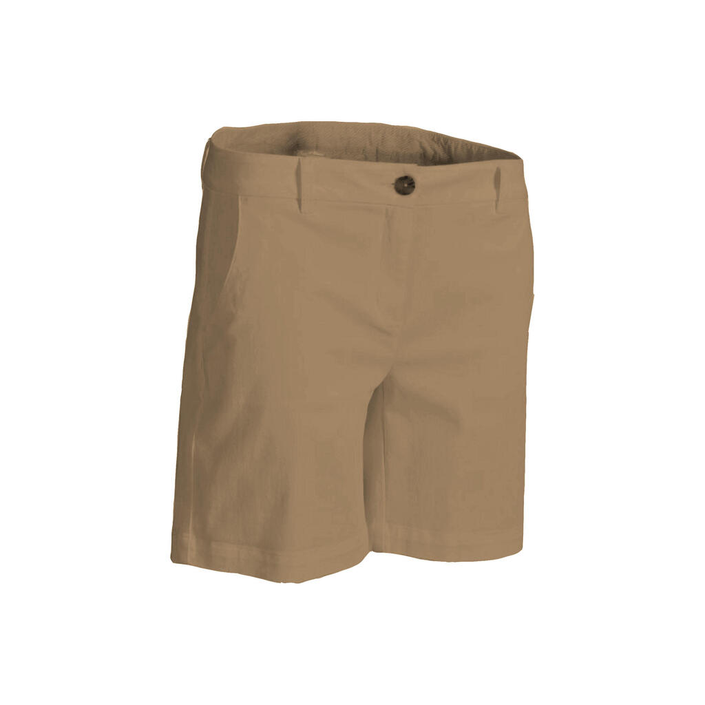 Women's golf cotton chino shorts - MW500 beige