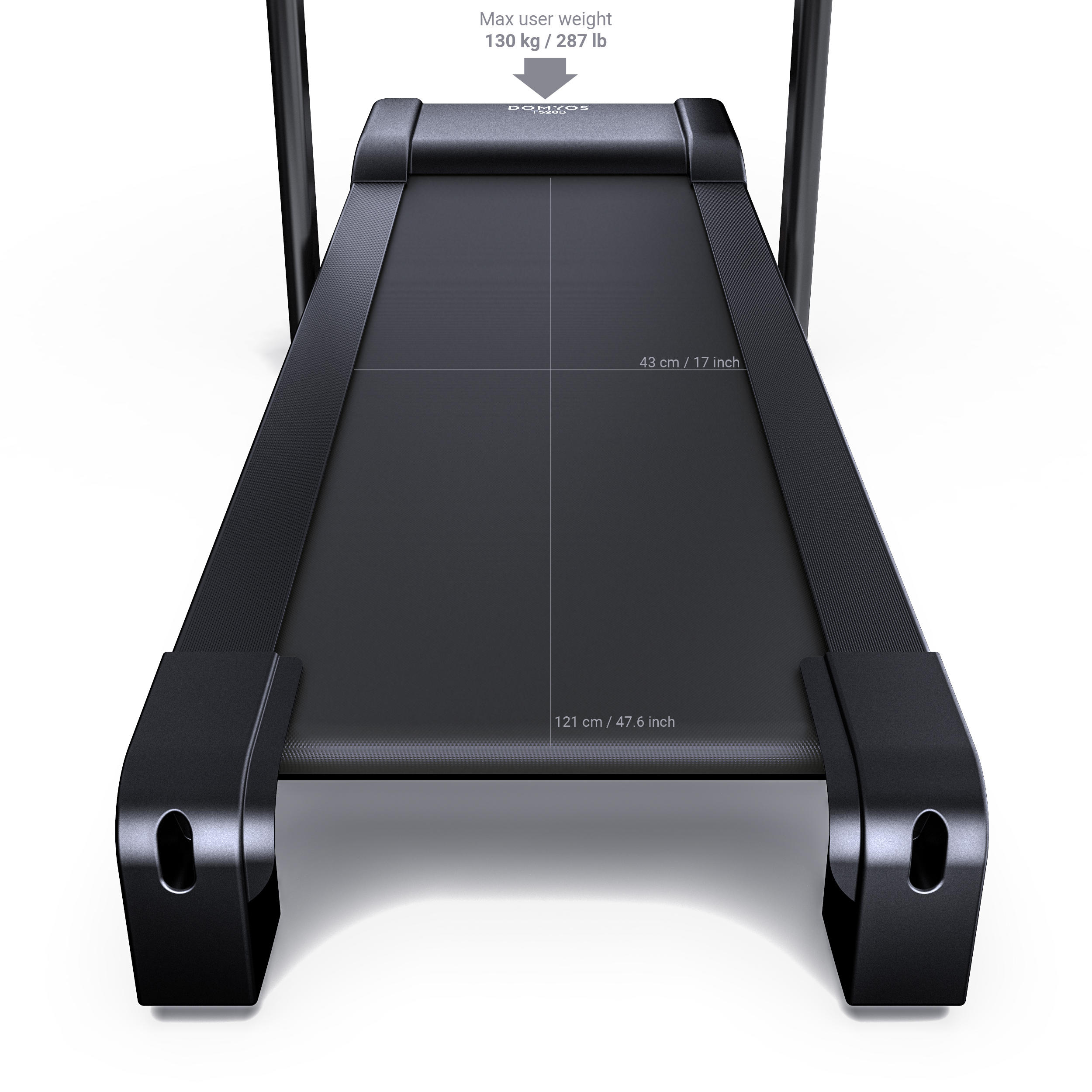 Comfortable Treadmill T520B 13 km h 43 121 cm DOMYOS Decathlon