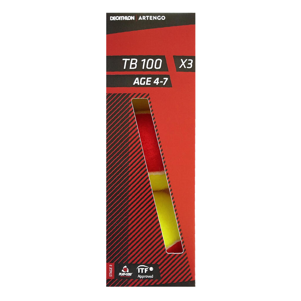 Crvena loptica za tenis TB100 (3 komada)