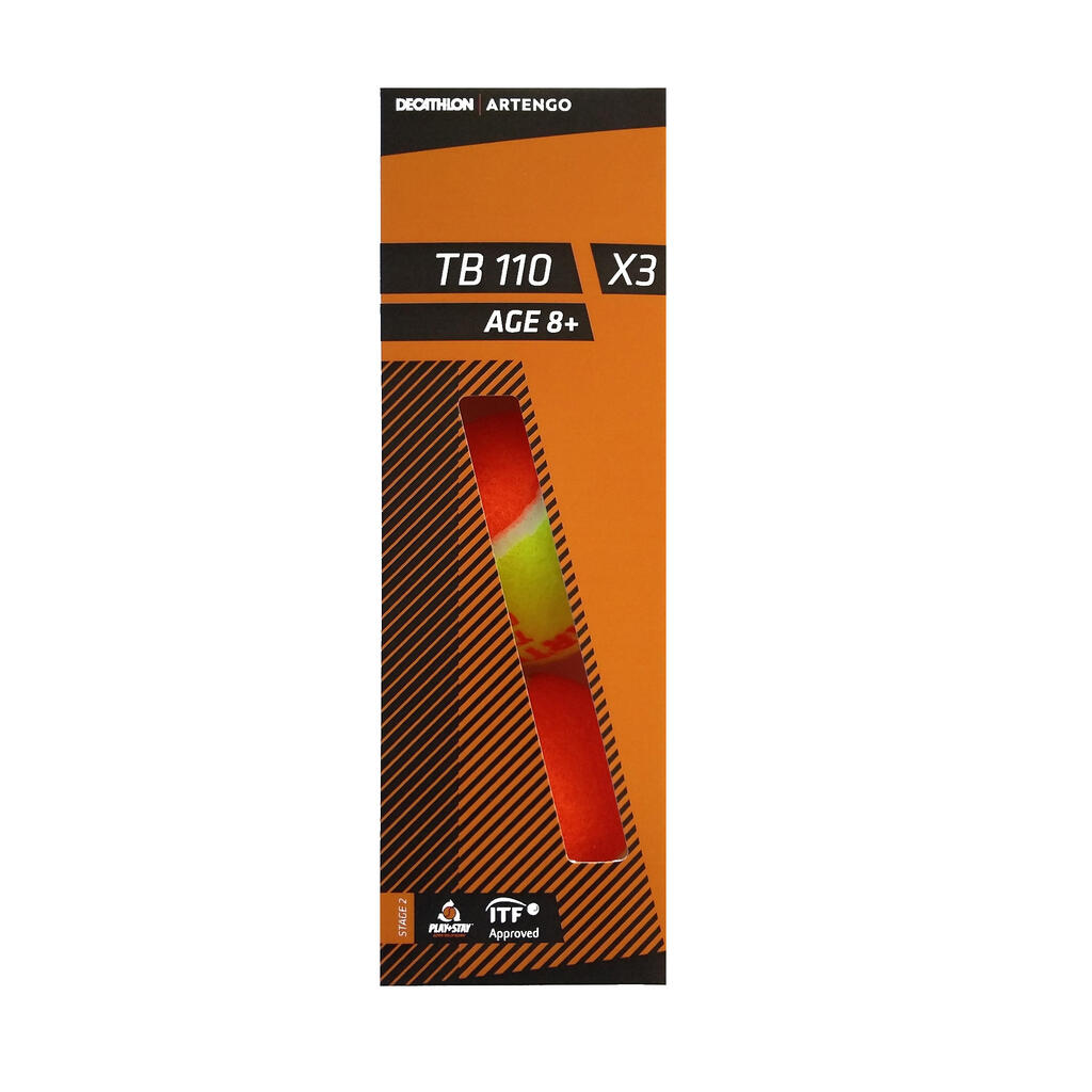 Narandžasta loptica za tenis TB110 (3 komada)
