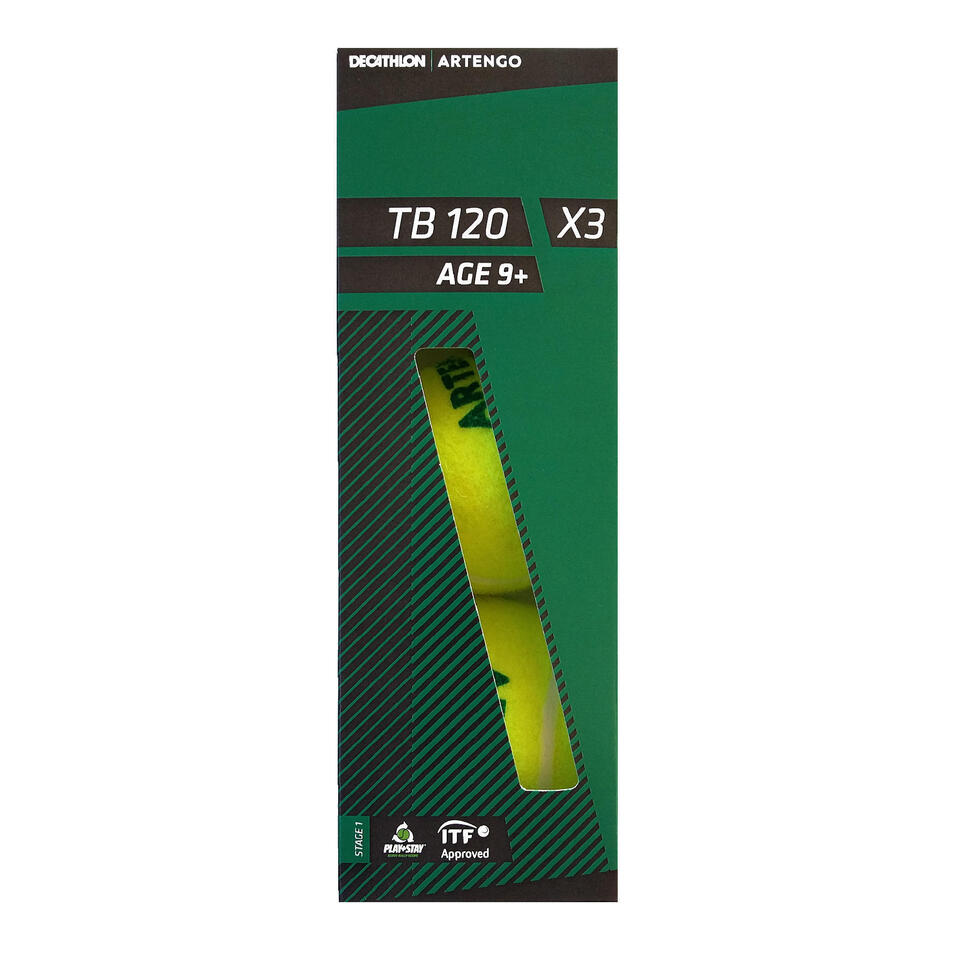 Tennis Ball TB120*3 Green ARTENGO Decathlon
