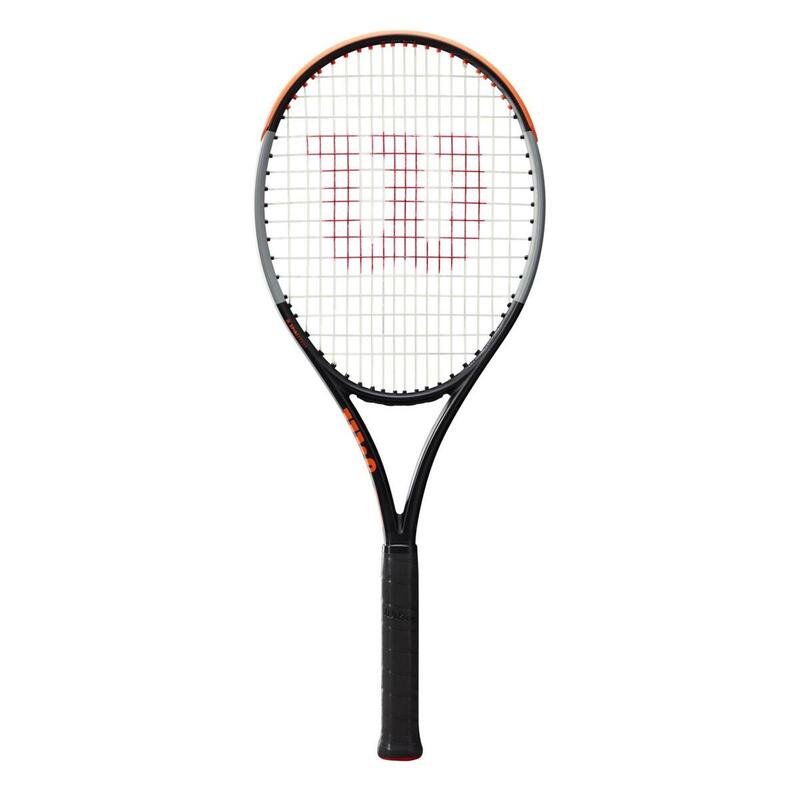 Racchetta tennis adulto BURN 100LS V4.0 nero-grigio-arancione non incordata