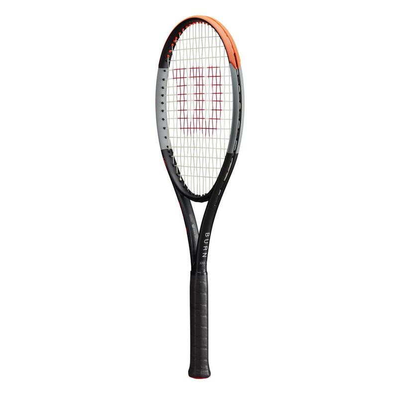 Tennisracket voor volwassenen Burn 100LS V4.0 onbespannen zwart/grijs/oranje
