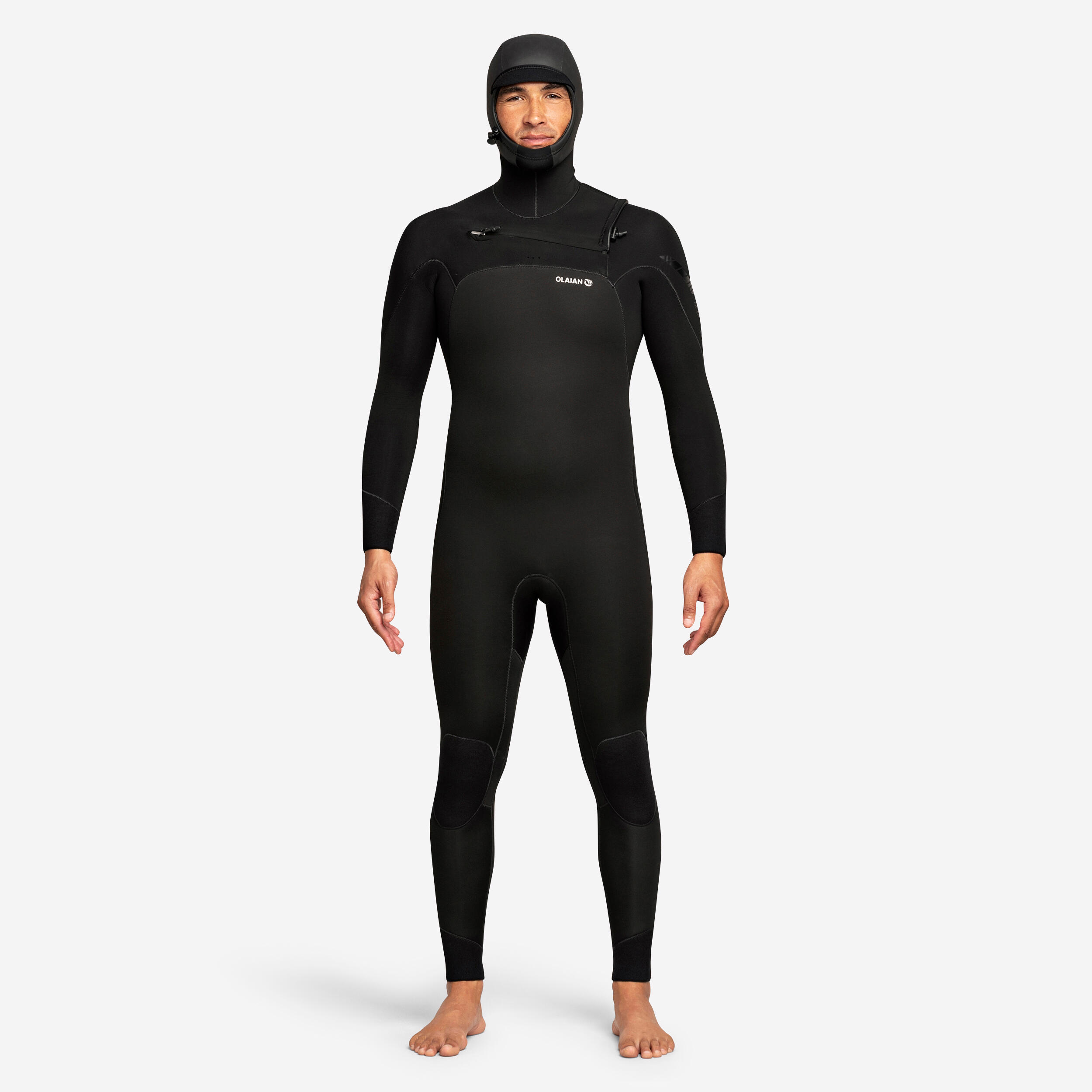 Surf Wetsuit 900 Neoprene 5/4 mm Men's hood.