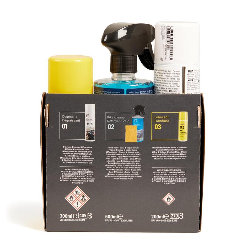 KIT NETTOYAGE VELO (éponge, nettoyant, dégraissant, lubrifiant)