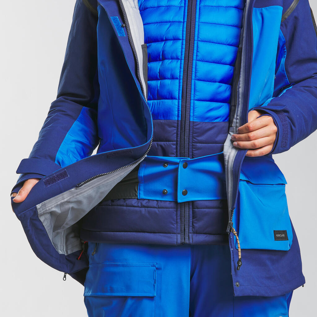 PARKA ZA TREKING 3 U 1 ARCTIC 900 TOPLA VODOOTPORNA PRILAGODLJIVA ŽENSKA PLAVA