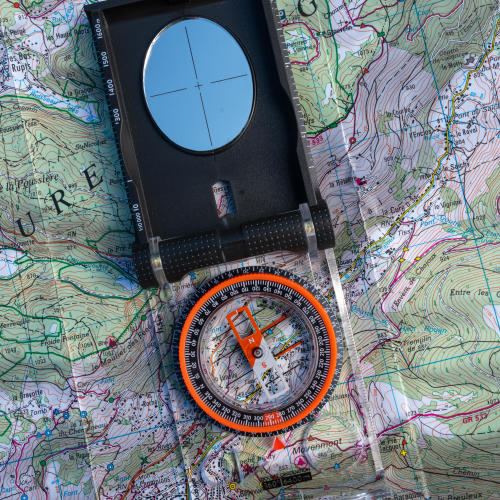 sighting compass on ordnance survey map
