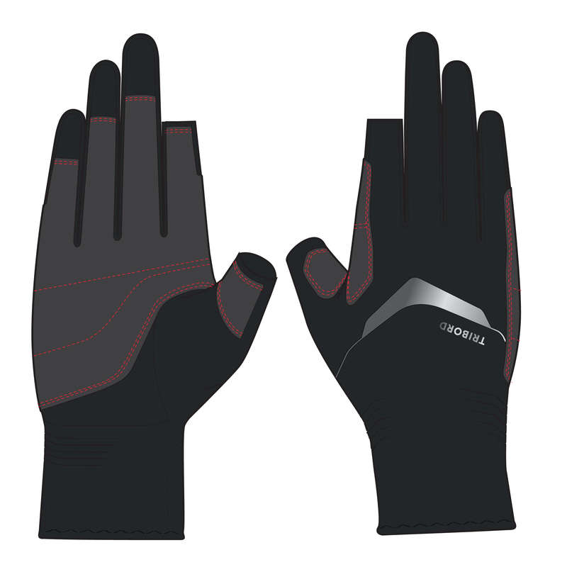 TRIBORD Adult 1 mm neoprene sailing gloves with 2 fingers...