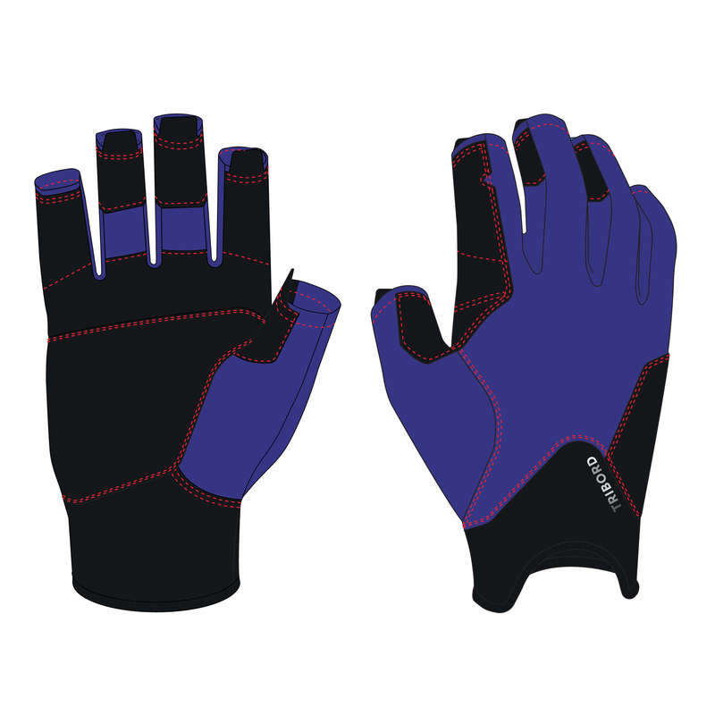 TRIBORD Adult fingerless sailing gloves 500 blue