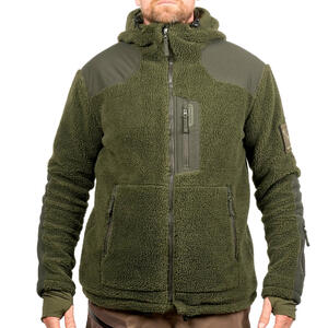 Forro polar caza 900 frisado calido silencioso Solognac Hombre caqui