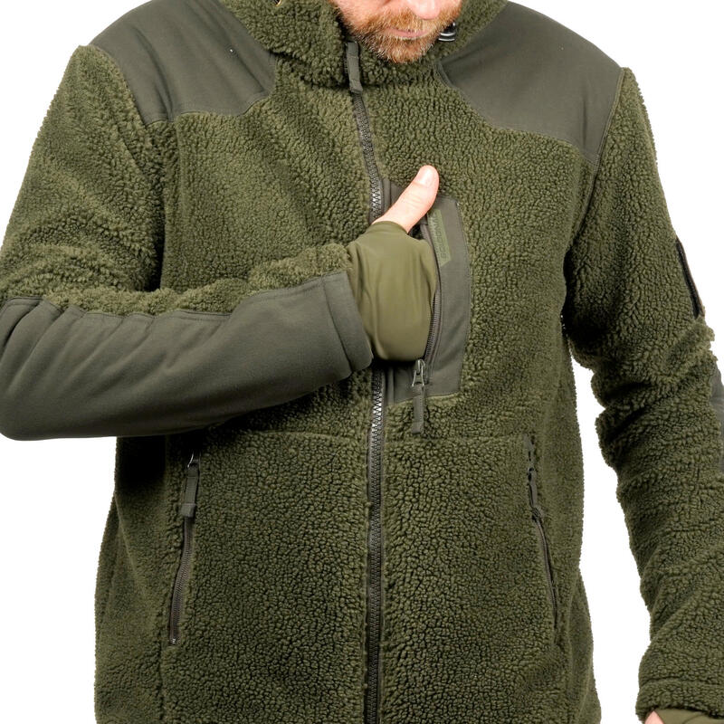 Lovecká fleecová bunda z recyklovaného materiálu s efektem ovčí srsti 900