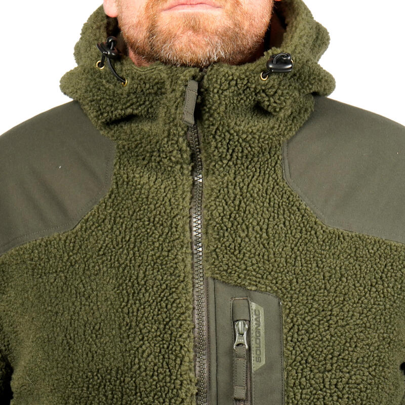 Lovecká fleecová bunda z recyklovaného materiálu s efektem ovčí srsti 900