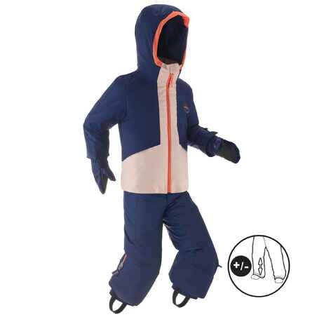 Kids’ Warm and Waterproof Ski Suit 580 - Blue and Pink