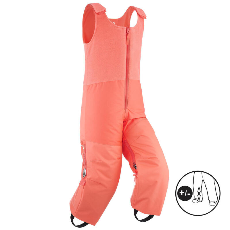SALOPETTE DE SKI ENFANT CHAUDE ET IMPERMEABLE PNF 500 CORAIL
