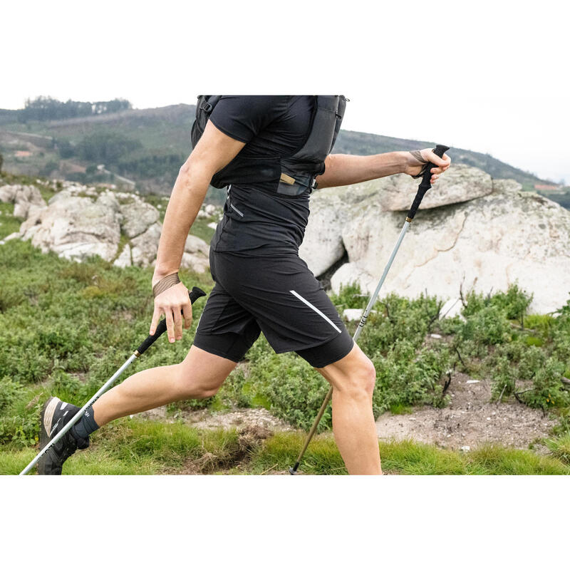 SHORT CUISSARD DE TRAIL RUNNING CONFORT HOMME NOIR