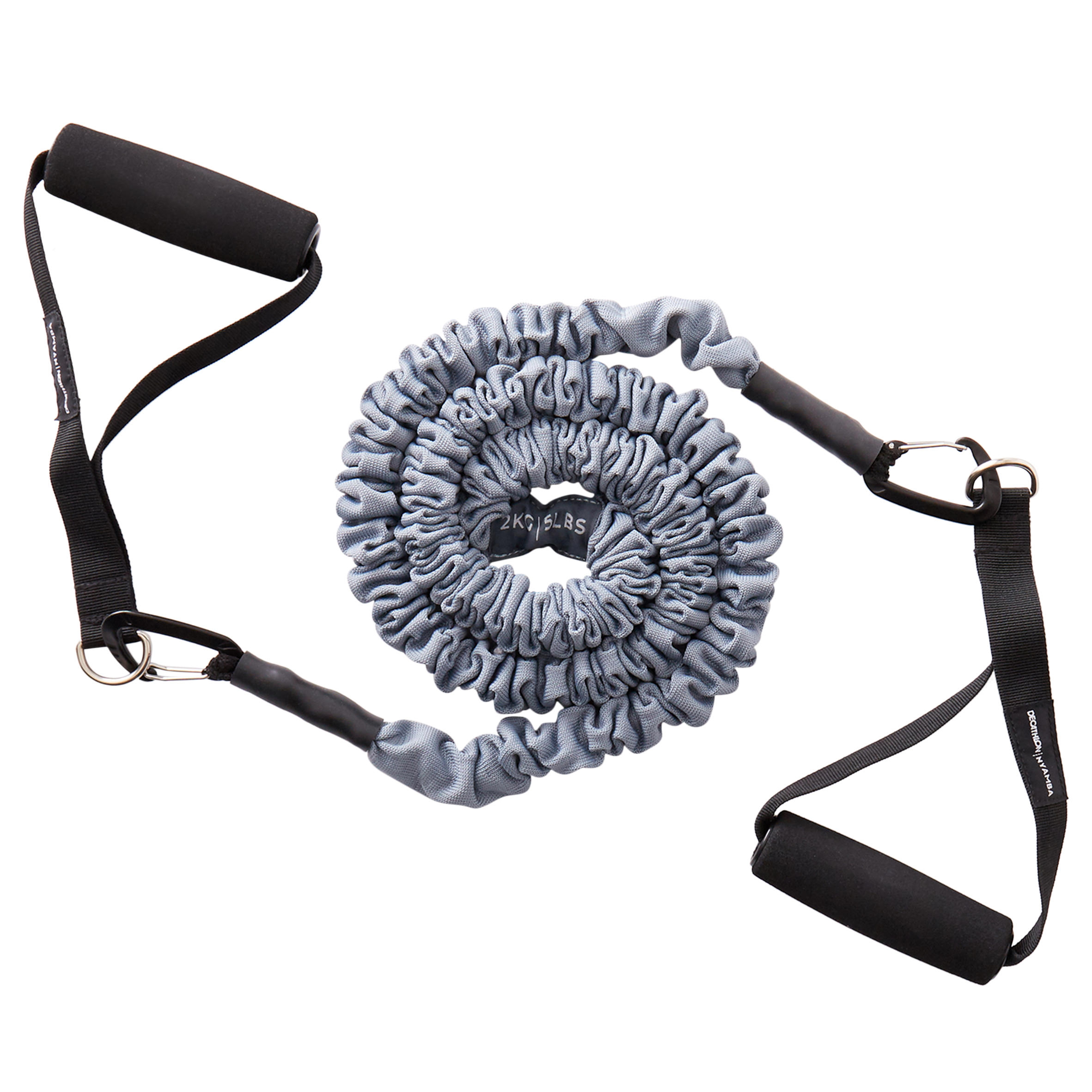 

Fitness 2.5 kg / 5 lb Elastic Resistance Band with Handles - Grey -  By NYAMBA | Decathlon