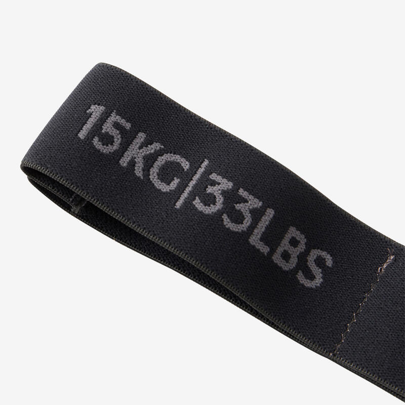Weerstandsband voor fitness zwaar 15 kg textiel zwart