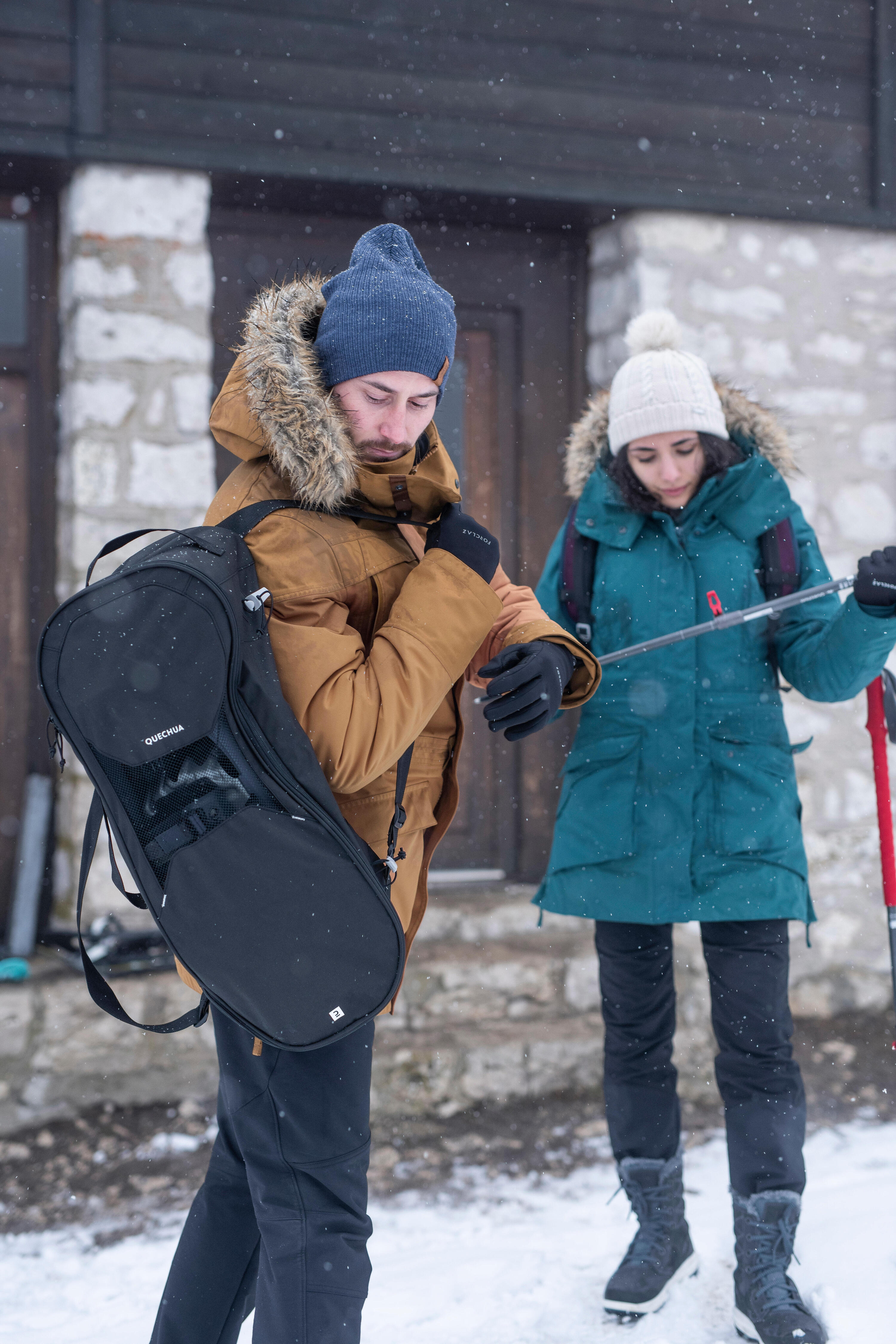 SNOWSHOE TRANSPORT AND STORAGE BAG QUECHUA SH100 MOUNTAIN  3/9