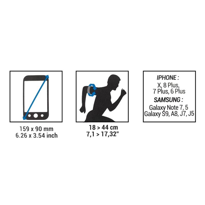 สายรัดแขนใส่สมาร์ทโฟนขนาดใหญ่สำหรับการวิ่ง (สีดำ)