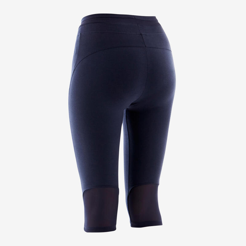 3/4-Hose 520 Slim Gym & Pilates Damen marineblau