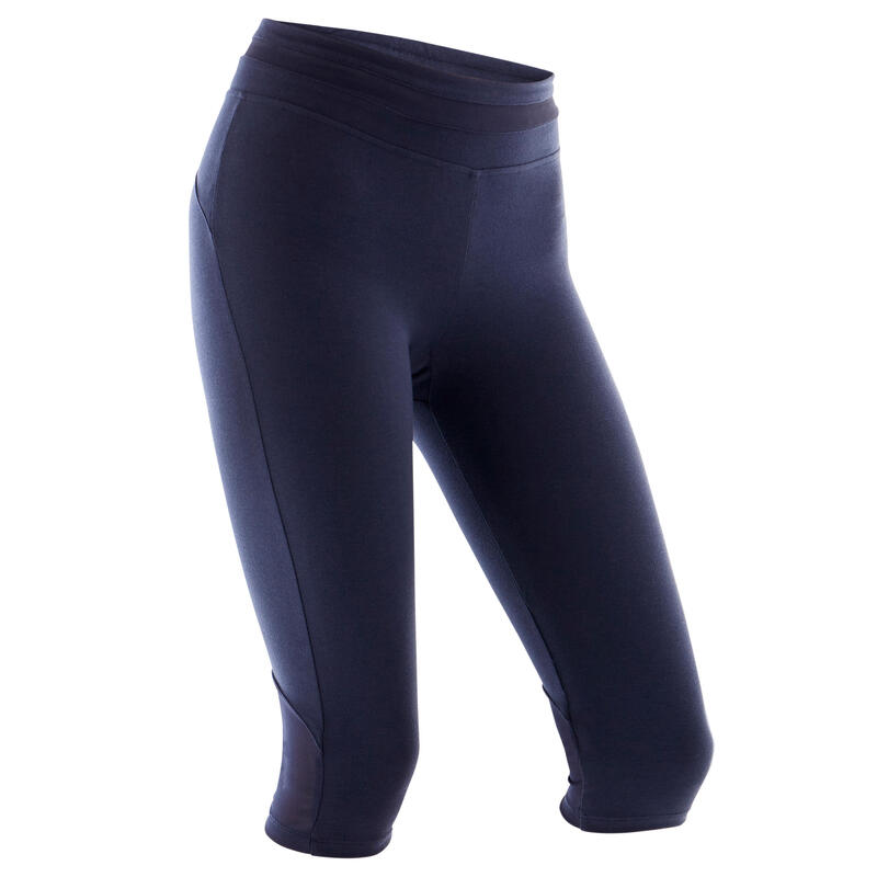 3/4-Hose 520 Slim Gym & Pilates Damen marineblau