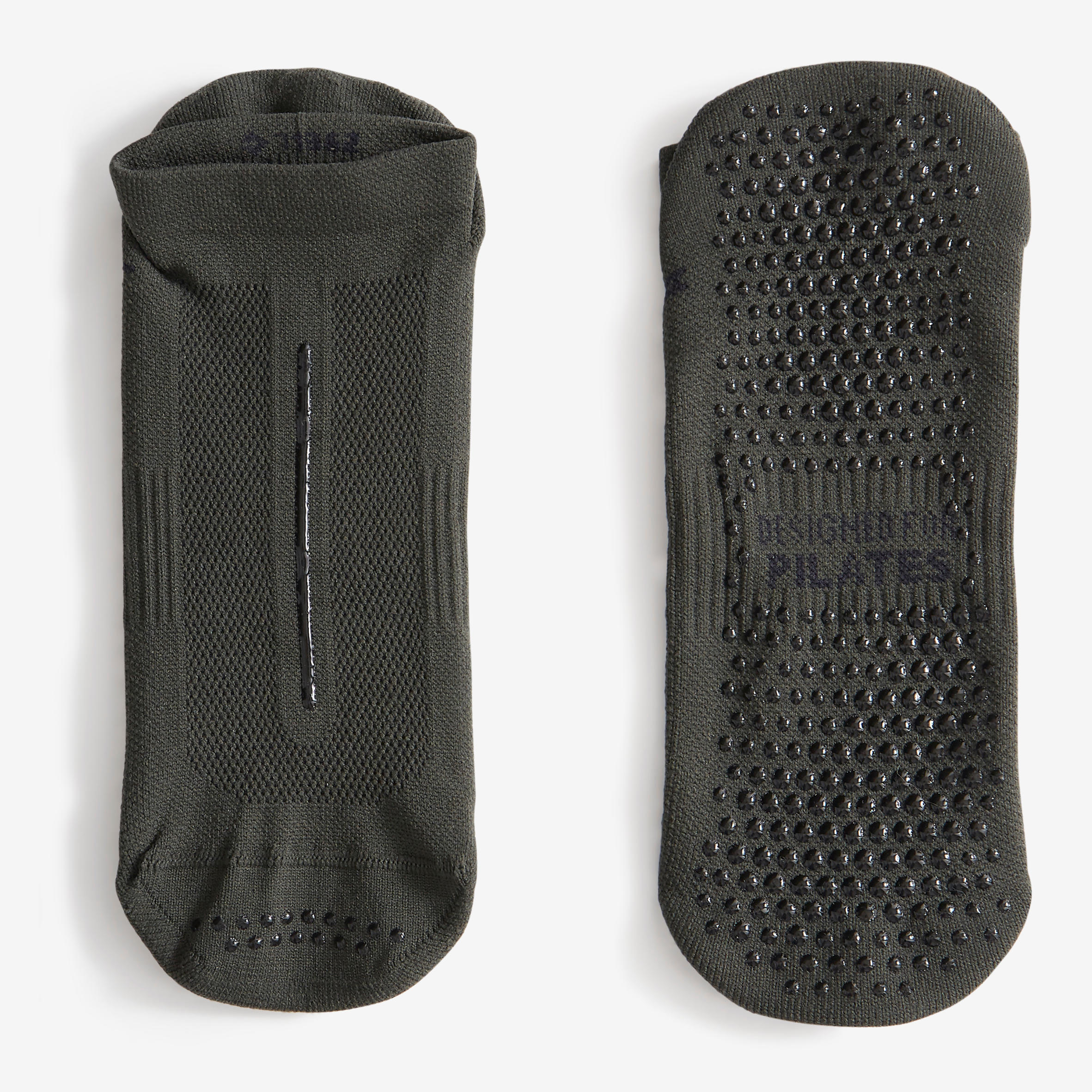 Women's Non-Slip Fitness Socks 500 - Dark Green 3/3