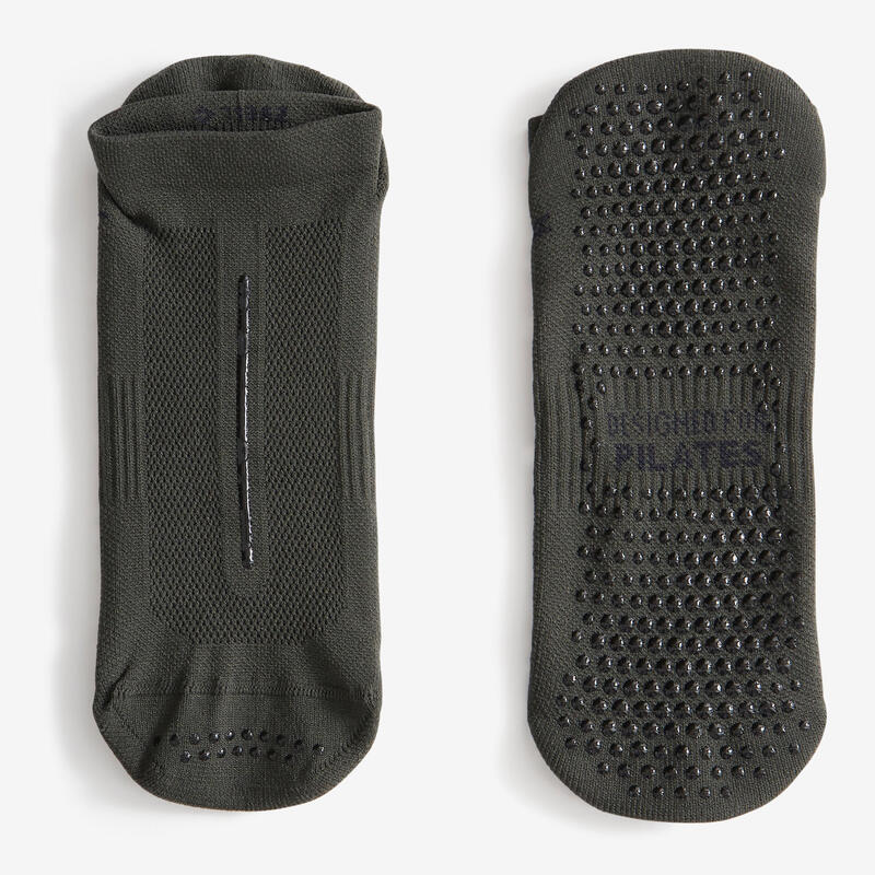 Chaussettes antidérapantes fitness femme - 500 Vert foncé