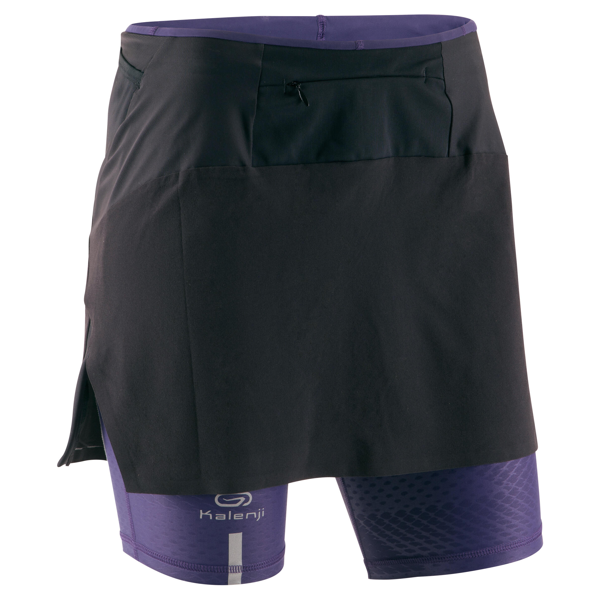 KALENJI Kanergy Women's Trail Running Skirt Tight Shorts - Black/Purple