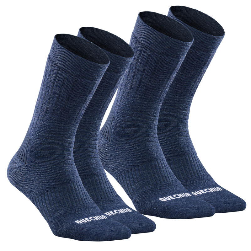 Calcetines Térmicos de Trekking y Montaña Adulto Quechua SH100 Azul 2 Pares
