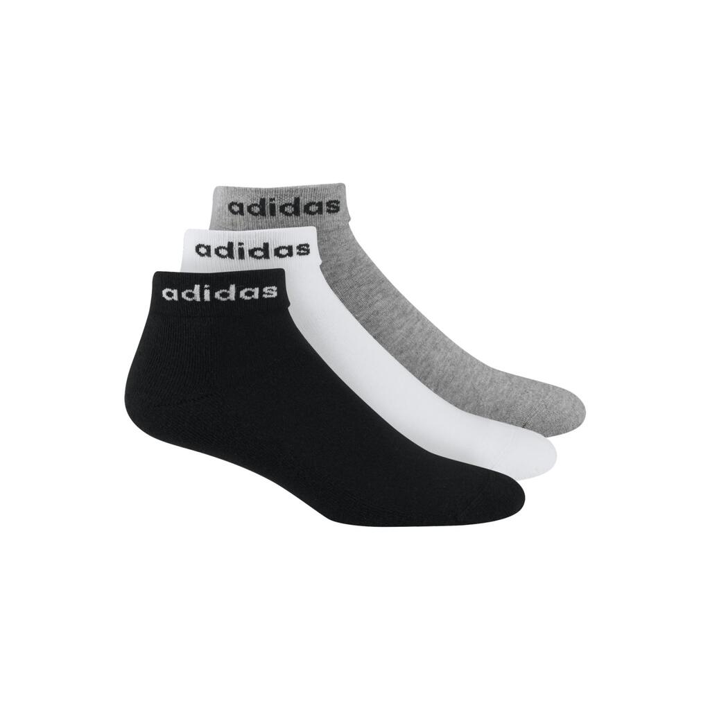 Športové ponožky stredne vysoké 3 páry čierne, biele a sivé