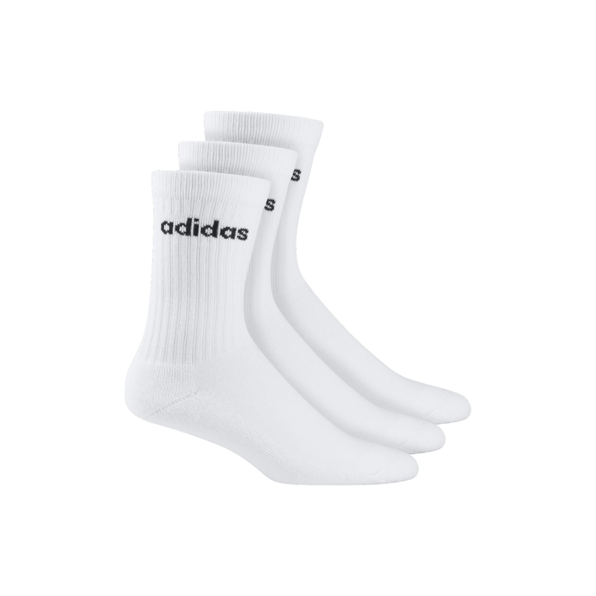 ADIDAS CALZE SPORTIVE ALTE BIANCHE CONFEZIONE DA 3