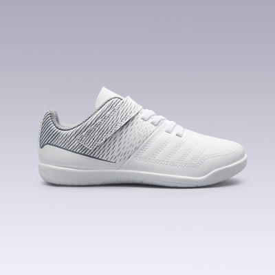 Zapatillas Fútbol Sala 100 Niños velcro blancas