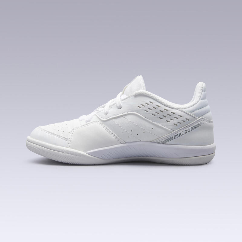 Eskudo 500 Kids' Futsal Boots - White (Rip-Tab)