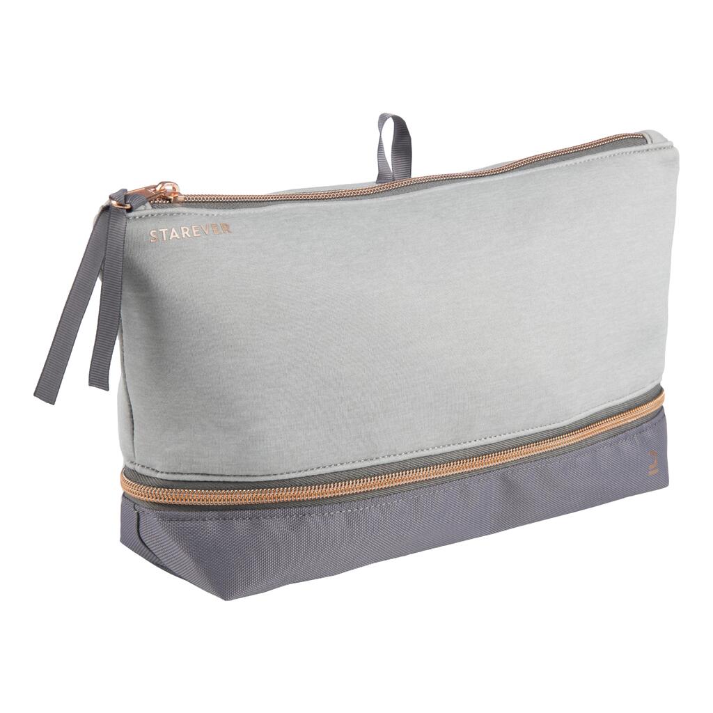 Bolsita gris de danza multi-compartimentos para zapatillas y accesorios