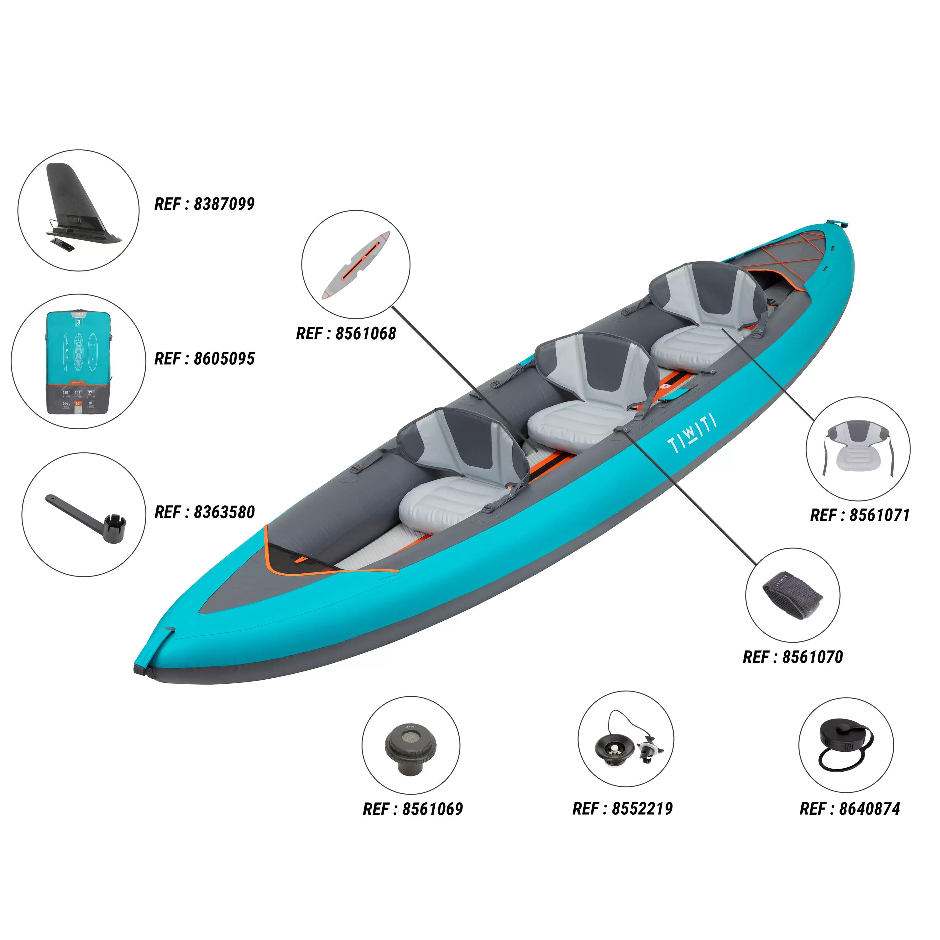 INFLATABLE 3-PERSON TOURING KAYAK X100+ HIGH-PRESSURE DROPSTITCH FLOOR 5/27