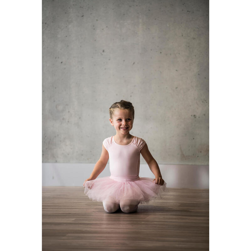 Body danza classica bambina maniche corte 500 rosa