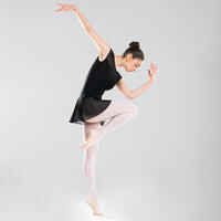 Women's Bi-Material Short-Sleeved Ballet Leotard - Black