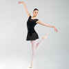 Women's Bi-Material Short-Sleeved Ballet Leotard - Black