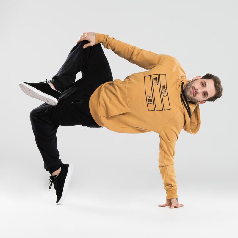 Sweat à capuche danses urbaines jaune à imprimés