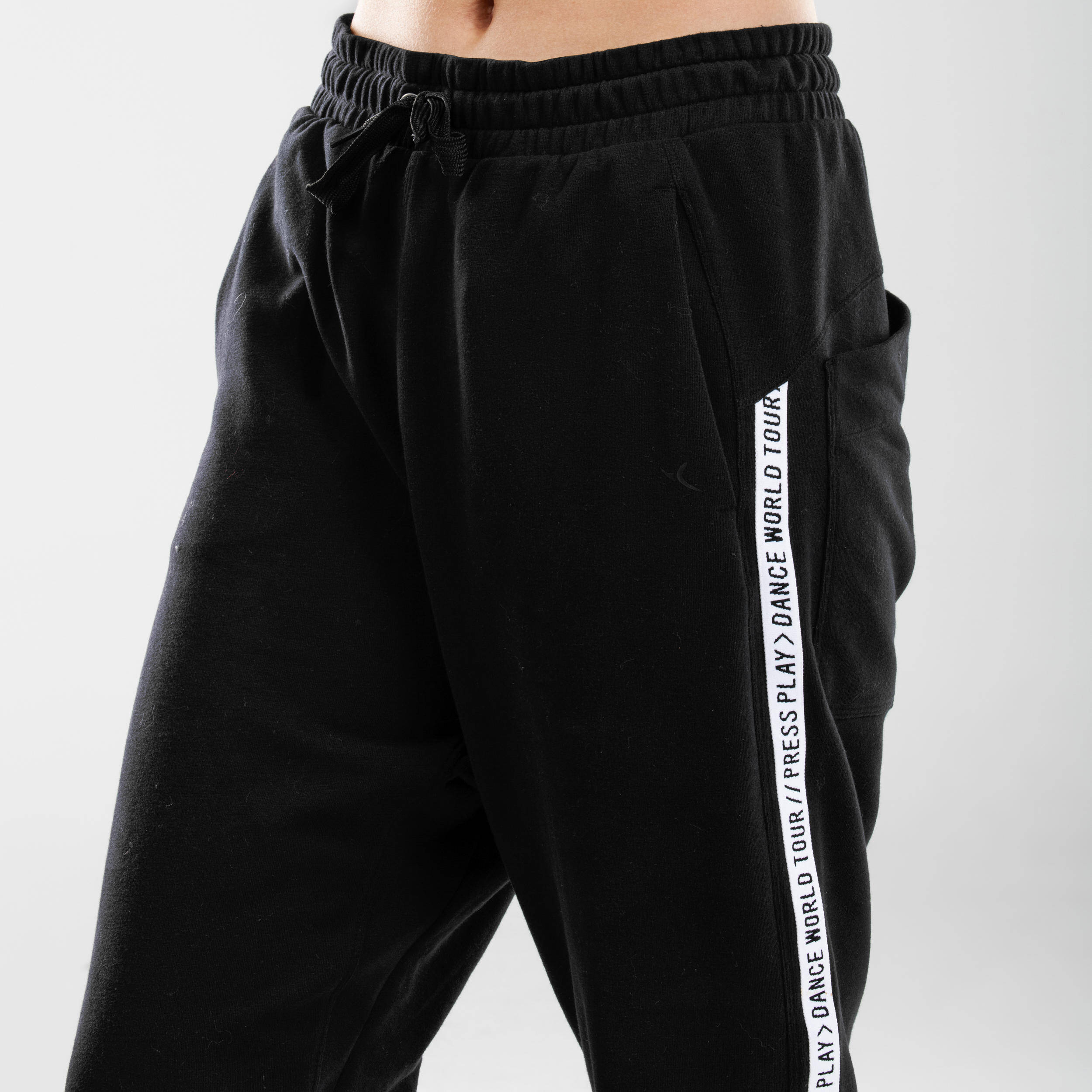Women Cotton Mix Urban Dance Tapered Bottoms - Black/White Stripes -  2
