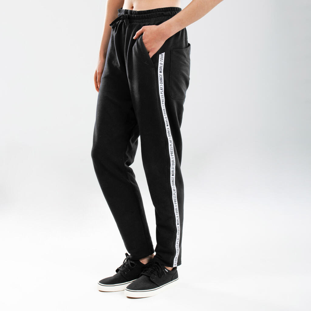 Women's urban dance tapered bottoms - black/white stripes