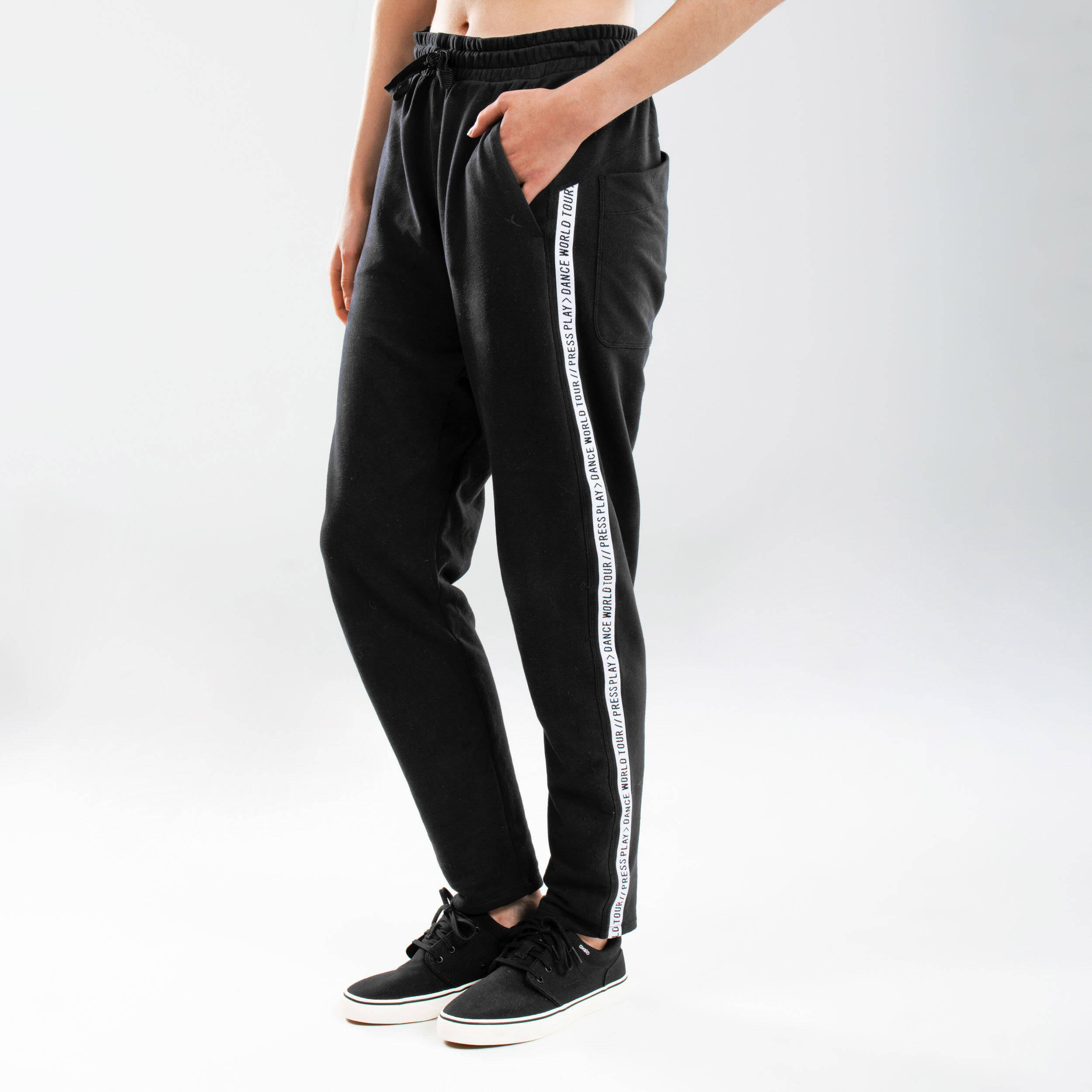 Women Cotton Mix Urban Dance Tapered Bottoms - Black/White Stripes -  4