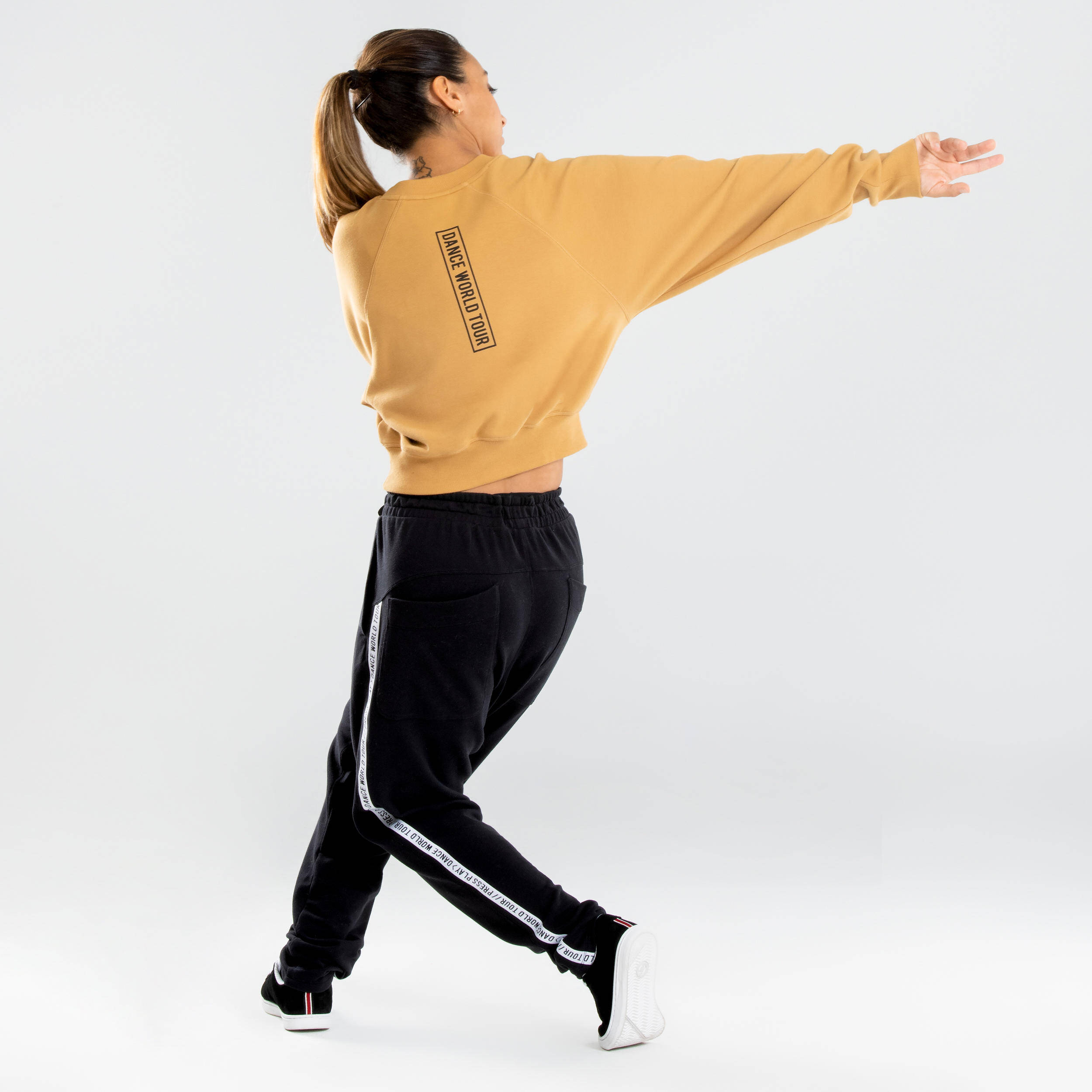 Women Cotton Mix Urban Dance Cropped Sweatshirt - Yellow -  5