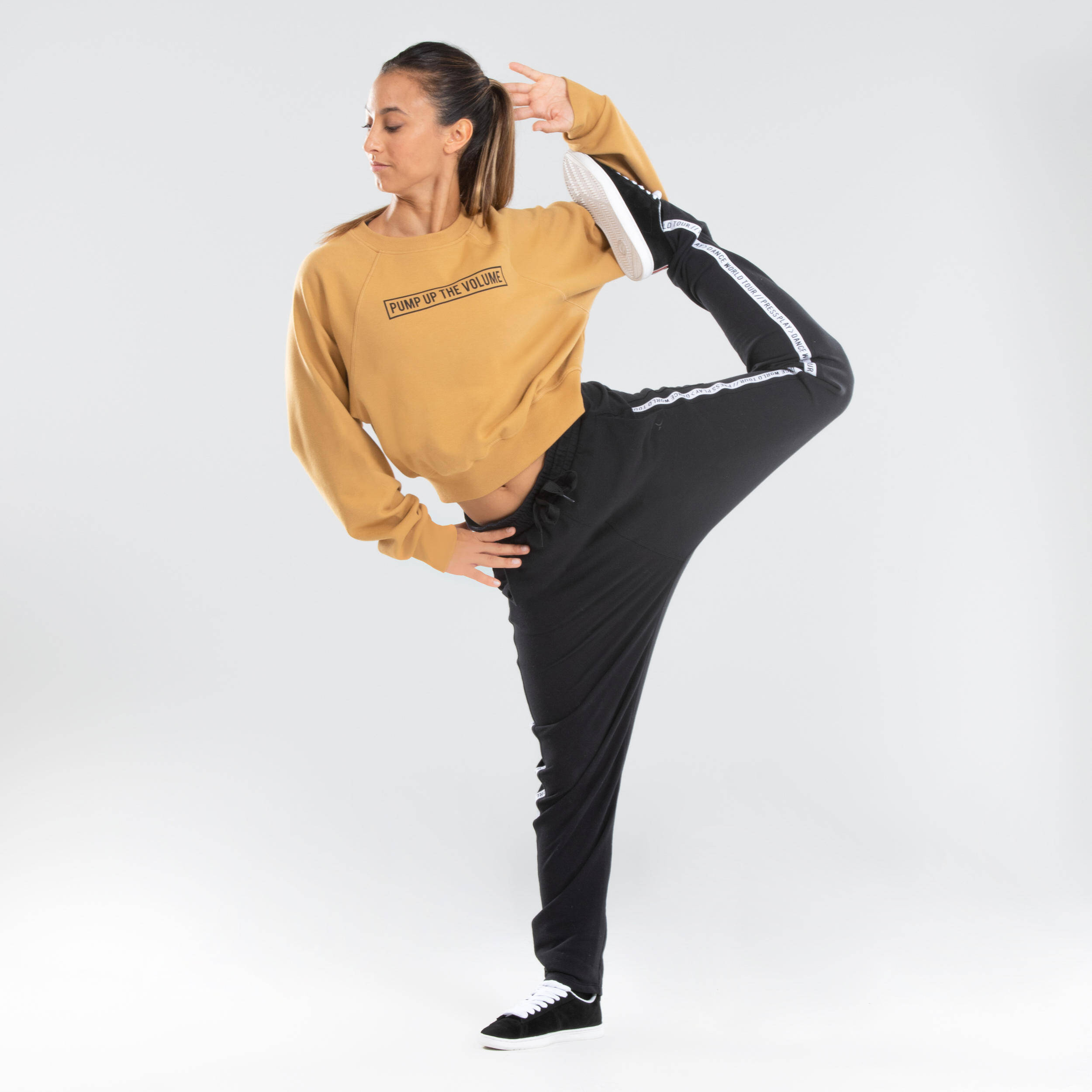 Women Cotton Mix Urban Dance Cropped Sweatshirt - Yellow -  1