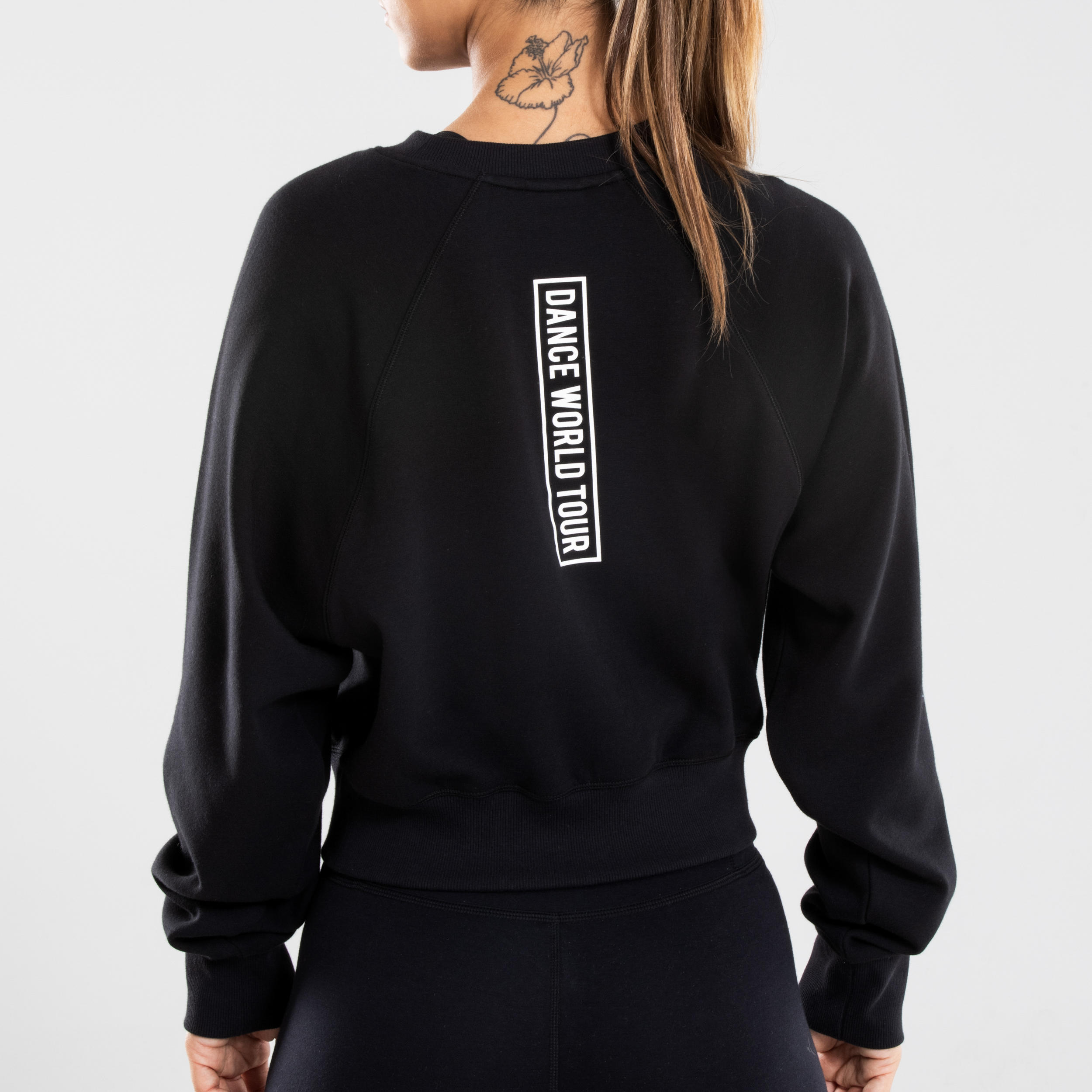 Women's Urban Dance Cropped Sweatshirt - Black with Prints 3/9