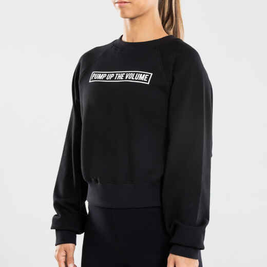 
      Women's Urban Dance Cropped Sweatshirt - Black with Prints
  